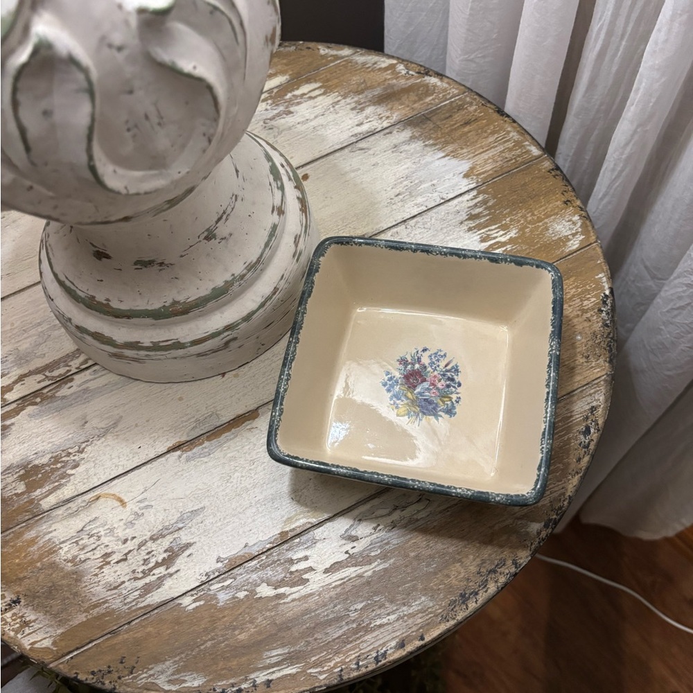 Floral Square Ceramic Dish
